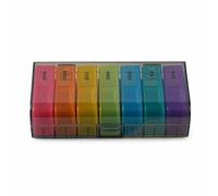 Portapillole Settimanale, 14 Scomparti, Grigio multicolore | Componente in plastica, Portapillole , Preparazione dosi, Per professionisti