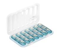 Portapillole Settimanale 7 Giorni, 3 Scomparti (Mattino, Pranzo, Sera), Portatile con Scomparti Grandi, Impermeabile. Per Medicine, Vitamine, Olio di Pesce e Integratori. Blu Trasparente
