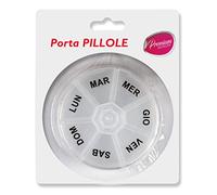 Portapillole settimanale a 7 scomparti 7 giorni, portapastiglie giornaliero, organizer medicine porta pillole circolare trasparente, contenitore per pillole da viaggio in plastica alimentare atossica