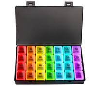 Portapillole Settimanale a 7 Scomparti, Porta Pastiglie Settimanale a Prova di Umidità, Portapillole Giornaliero Portatile 4 Scomparti, Adatto a Bambini, Anziani per Conservare i Farmaci(Colore)