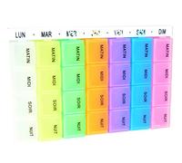 Portapillole settimanale, con 7 moduli estraibili di colori differenti, scritte in francese