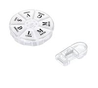 PortaPillole Settimanale Contenitore per Pillole con 7 Scomparti, incluso Taglia Pastiglie con lama in acciaio, Dispenser Organizer Farmaci