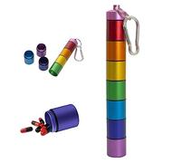 Portapillole settimanale Dispenser per pillole in alluminio Piccolo organizer da 7 giorni Scatola per dosi impermeabile con moschettone portachiavi per viaggi in campeggio