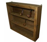 Portapipe vetrina 33 posti porta pipa espositore bacheca in legno colore noce