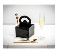 Portaposate 4 Scomparti SERVICE BLACK, Dimensioni 14x15x h20 cm, peso 0,52 kg, spessore 4 mm ideale per party e buffet colore nero lucido nero