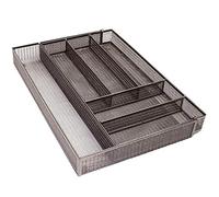 Portaposate, 6 scomparti in rete, organizer per cassetti da cucina, espandibile con piedini in schiuma antiscivolo, per cucina, per casa, ufficio, marrone
