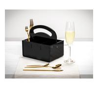 Portaposate 6 Scomparti SERVICE BLACK, Dimensioni 21,5x15x h20 cm, peso 0,92 kg, spessore 4 mm ideale per party e buffet colore nero lucido nero