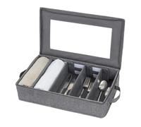 Portaposate con Coperchio Contenitore Posate Regolabile con 5 Scomparti | Porta Cucchiai e Forchette per Posate, Stoviglie, Cucina, Piano di Lavoro, Cassetto, Cottura, Viaggio, Campeggio e Picnic