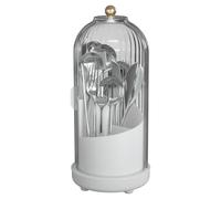 Portaposate con coperchio, girevole internamente, organizer per posate da cucina o dispensa, organizer per forchette, coltelli e cucchiai, con coperchio, bianco