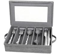 Portaposate con coperchio per cassetti, portaposate per posate, organizer regolabile, portaposate per utensili, coltelli, portaposate per cucina e tavolo, grigio, 42 × 33 × 15 cm