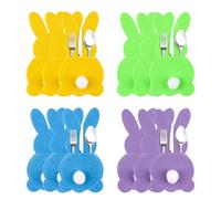 Portaposate Coniglietto Pasquale, badaren 12pcs Portaposate Pasquali Feltro, Portaposate Coniglio Pasquali, Portaposate di Pasqua, Sacchetti di Posate Pasquale Coniglietto