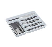 Relaxdays Portaposate da Cassetto, Divisore per Posate, Organizer da Cucina, HxLxP: 4,5 x 33 x 40 cm, Bianco Grigio, Gomma, 4.5 x 33 x 40 cm