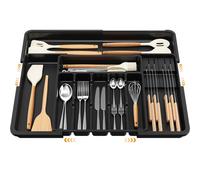 Portaposate da Cassetto Espandibile 6-9 Scomparti Regolabili con 2 Blocchi