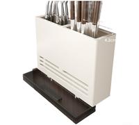 Portaposate da parete con vassoio di scarico e organizer per bacchette per la cucina, struttura in acciaio al carbonio con facile accesso e parti staccabili (D)