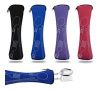 Portaposate da Viaggio, 4 Pezzi Travel Cutlery Case Sacchetto Vuoto delle posate per il campeggio Scuola di Lavoro Picnic (23.5x6cm/9.3x2.4inch)