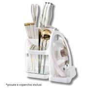 Portaposate e Porta Coperchio 2 in 1, Design Moderno per Cucina, Posate
