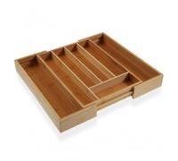 Portaposate in Bambù Estensibile per Cassetti - Organizer Cucina con 7 Scomparti Regolabile da 25 a 39 cm, Porta Posate e Utensili da Cassetto in Legno Bamboo Naturale, Divisore Cassetto Cucina