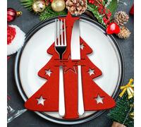 Portaposate in Feltro Di Natale, 12 Pezzi Tasca per Le Posate Albero Di Natale D