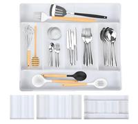 Portaposate per cassetto cucina, con 5-9 scomparti regolabili, materiale PET, resistente agli sfregamenti, facile da pulire, vassoi organizer per posate estensibile (27 x 28 cm, 50 x 41 cm)