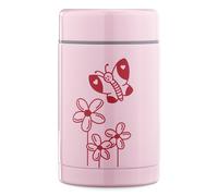 Navaris Contenitore Termico per Alimenti Bimbi - Termos Ermetico Portavivande in Acciaio Inossidabile 500ml - Porta-Pranzo Bambini Rosa - Farfalla