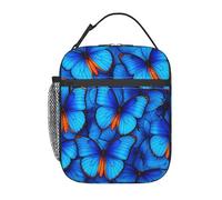 Portapranzo Blue Butterfly per uomo e donna, borsa termica isolante, borsa per il pranzo riutilizzabile con tasca frontale, borse per il pranzo per uomo e donna per lavoro, picnic, viaggi, borsa a tra