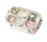 Portapranzo In Acciaio Inossidabile 3 Scomparti Portatile Riutilizzabile | Portapranzo Per Bimbi Per Scuola Camping Picnic Sport Spiaggia Outdoor Trekking Scalata Viaggio Inverno Lavoro V Rosa