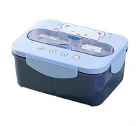 Portapranzo leggero con bicchiere d'acqua, per scuola, design in plastica per un facile trasporto (blu sigle)