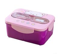 Portapranzo leggero con bicchiere d'acqua, per scuola, design in plastica per un facile trasporto (rosa sigle)