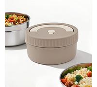 Portapranzo Umami a strato singolo, rettangolare rotondo con coperchio, portapranzo adatto al microonde in acciaio inossidabile 316, portapranzo coibentato con posate per ufficio, (Caffè scuro)