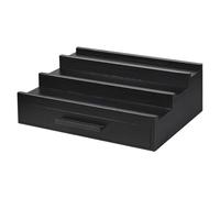 Portaprofumi in legno - Espositore per bottiglie di profumo a 3 livelli, elegante vassoio organizer a più livelli, moderno porta fragranze nero con scomparti per orologi, comò da bancone per la