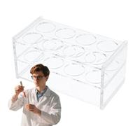 Portaprovette - Organizzazione Efficiente E Stoccaggio Sicuro | Contenitore In Acrilico A 8 Fori Per Provette Da 50ml | Per Aula Di Scienze, Didattica E Laboratorio, Scaffale Espositivo | 15x7,5x7,5 C