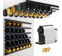 Portapsule da caffè, montaggio a parete, in plastica, 28 x 10 x 5 cm, bianco, salvaspazio, per cucina, per marche, 6 pezzi (nero)