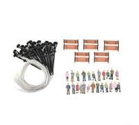 Portare fascino ai tuoi paesaggi Set di 49 pezzi HO OO Scale Persone, panchine e lampade per modelli