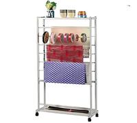 Portaribbon, Espositore for fiori a 7 ripiani, doppio lato, con supporto for carta da regalo/nastri(White)