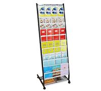 Portariviste a 7 tasche con ruote - Portariviste in metallo a forma di L, espositore per letteratura, multiuso, per casa e ufficio