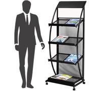 Portariviste da Pavimento, Espositore per Brochure Staccabile con Rotelle, Portariviste A 3 Strati, per Mostre, Centri Commerciali, Uffici, White, 48x39x110cm