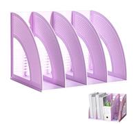 Portariviste da Scrivania, Portariviste con 4 Scomparti, Raccoglitore Stand up Raccoglitore A4 in Plastica, Vassoio di Selezione per Raccoglitore Stand up Viola, Cartelle Libri Documenti