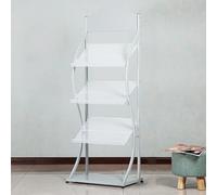 Portariviste da terra for la casa, soggiorno, espositore for riviste in metallo con 3 ripiani, organizer for la conservazione della letteratura ad angolo for ufficio (colore: bianco) ( Color : White )