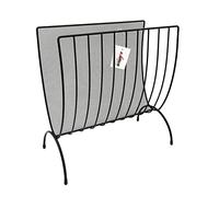 Portariviste da Terra in Metallo Curvato, Organizer Porta Giornali in Rete Verniciata, Autoportante, Formato 34x18x35 cm, Colore Nero