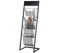 Portariviste, espositore a 4 ripiani in metallo per brochure, letteratura e cataloghi, supporto portatile per mostre, ufficio, fiere e fiere