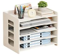 Portariviste Extra Large in Formato A3, per Ufficio E Scuola, Bianco, per Scrivania, Portadocumenti, Vassoio Portalettere(5L/B)