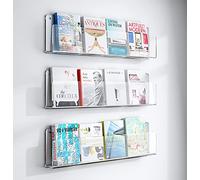 Portariviste in acrilico, Supporto a parete, supporto perforato, libreria a in acrilico galleggiante, porta riviste e brochure da pavimento(40cm(15 3/4"))