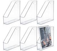 Portariviste in acrilico trasparente, 6 pezzi, organizer da scrivania in plastica con maniglia, supporto verticale per riviste da scrivania cartella portaoggetti per ufficio, casa, scuola, lavoro, studio, forniture per desktop