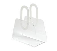 Portariviste in metacrilato trasparente BAG 33x15xh37 cm manici in policarbonato bianco trasparente