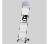 Portariviste Moderno da Terra - Portariviste a 3/4 Livelli e portaopuscoli per Libri, cancelleria e Letteratura - Organizzatore di archiviazione per uffici e mostre - Elegante Finitura argen