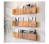 Portariviste, Moderno espositore da Parete in Acrilico per riviste e Libri, Confezione da 3 portadepliant Trasparenti, Elegante portadischi per casa, Ufficio e Reception, Colore Arancione