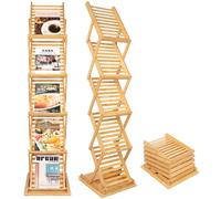 Portariviste pieghevole da terra,Supporto dell'esposizione dell'opuscolo, supporto della rivista dello scaffale della letteratura del catalogo di bambù con 5 tasche per fiera dell'ufficio domestico