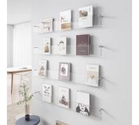Portariviste trasparente da parete a 2 strati, porta brochure per sala d'attesa, casa, scuola, ufficio, letteratura per documenti, dischi in vinile, giornali, 70 x 4,8 x 15 cm
