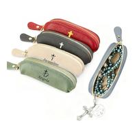 Portarosario personalizzato con cerniera in pelle con nome personalizzato, portarosario multicolore con croce, piccolo portarosario da viaggio, portamonete, regalo per donne,madri cristiane cattoliche