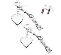 Portarossetto in acciaio inossidabile con specchio, custodia portatile 2 in 1 per lucidalabbra e balsamo, borsa da viaggio in cristallo Bling per borsa, scuola, casa e esterno, Cuore argento, 1paquet